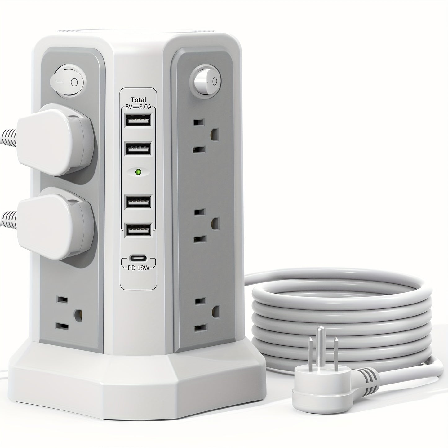 Surge Protector Power Strip Tower With USB C Port