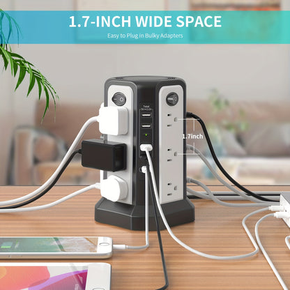 Surge Protector Power Strip Tower With USB C Port